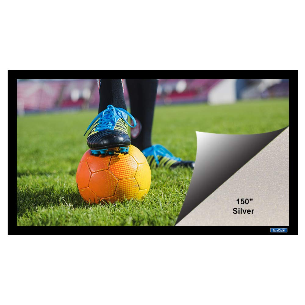 QualGear 150-In 16:9 Fixed Frame Projector Screen, 3D High Reflective Silver, 2.5 Gain, QG-PS-FF6-169-150-S