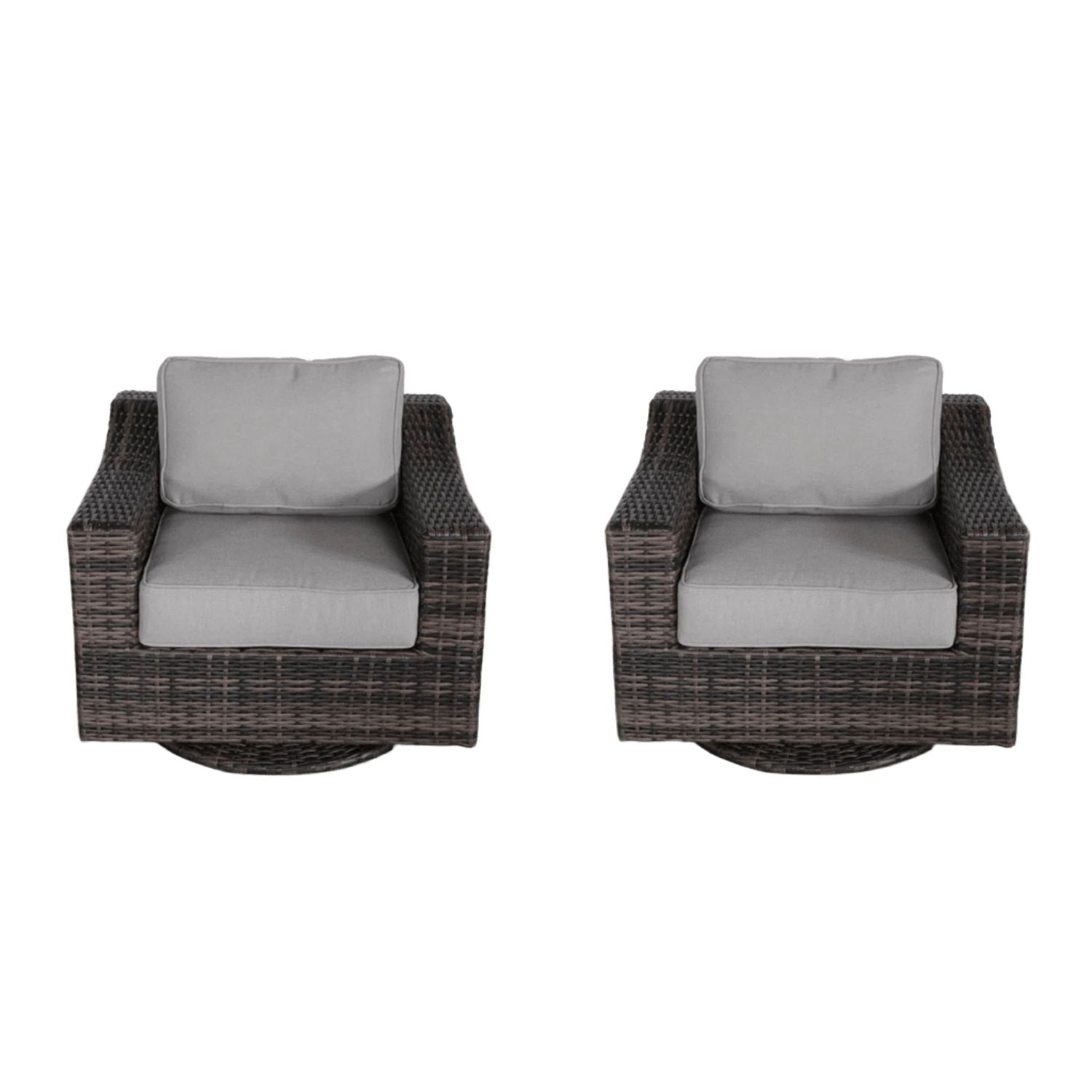 Outdoor Swivel Patio Chair With Cushions (Set of 2) - Brown