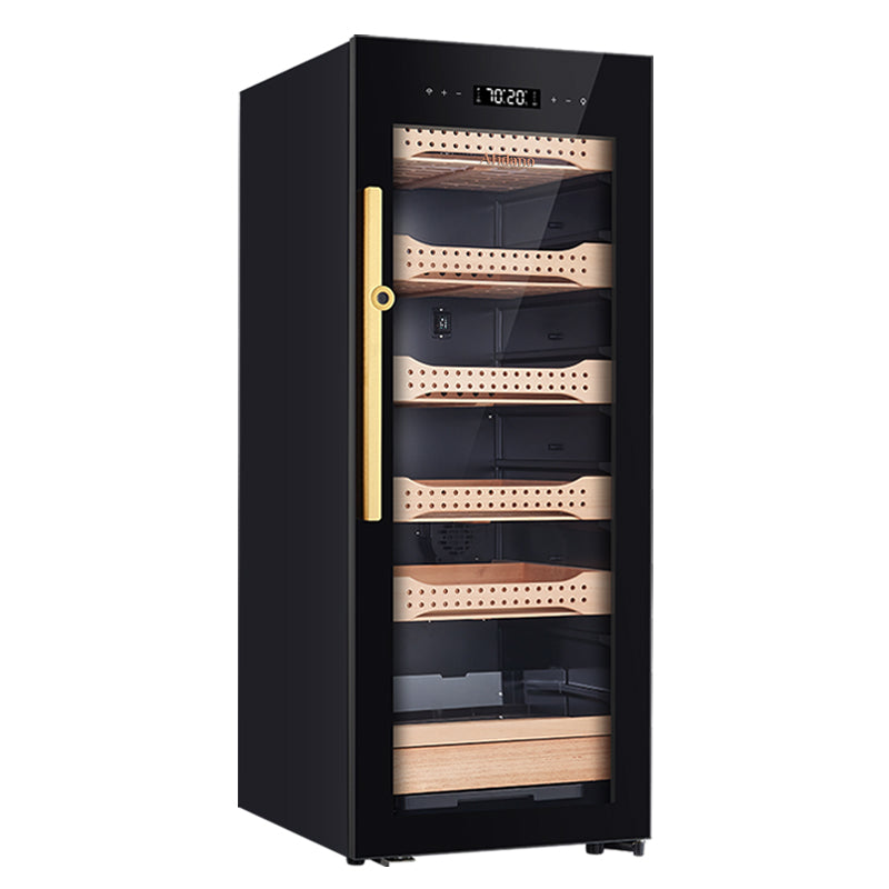 Afidano 1200 Count Cigar Humidor Cabinet Exterior in Steel, Temperature and Humidity Control with Touch Panel