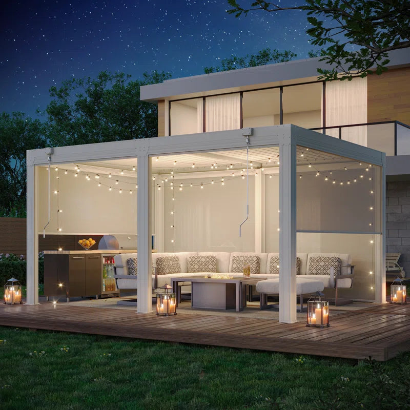 Aluminum Louvered Pergola, Outdoor Pergola with Adjustable Louvered Roof