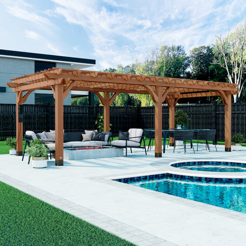 Beaumont 12-Ft W X 20-Ft L X 7-Ft 8-In H Brown Wood Freestanding Pergola