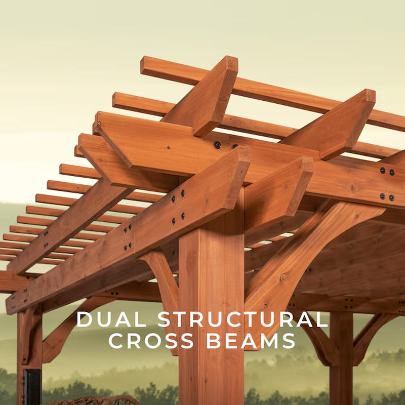 Beaumont 12-Ft W X 20-Ft L X 7-Ft 8-In H Brown Wood Freestanding Pergola