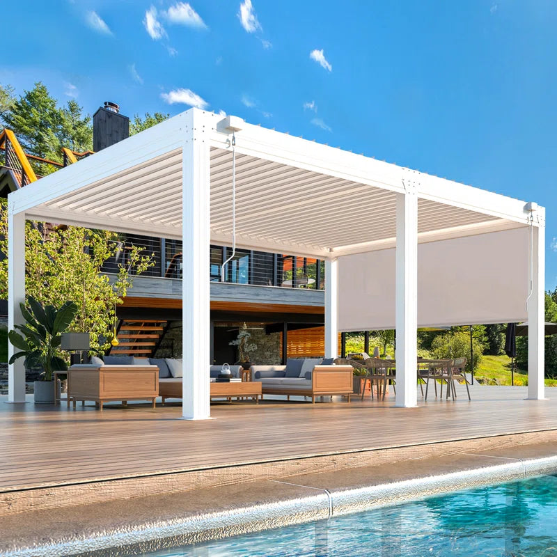 Aluminum Louvered Pergola, Outdoor Pergola with Adjustable Louvered Roof