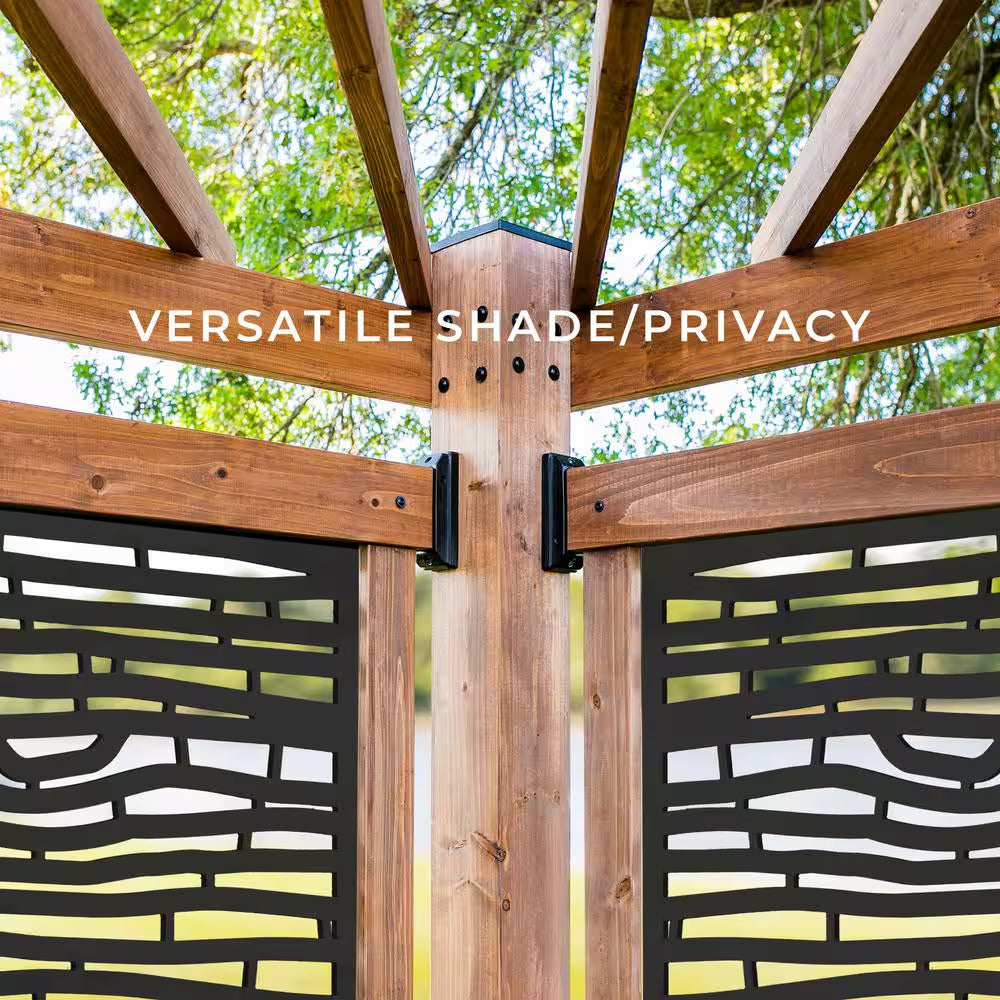 Verona 8 Ft. X 8 Ft. Light Brown Wooden Cabana Pergola with Bamboo Privacy Panels