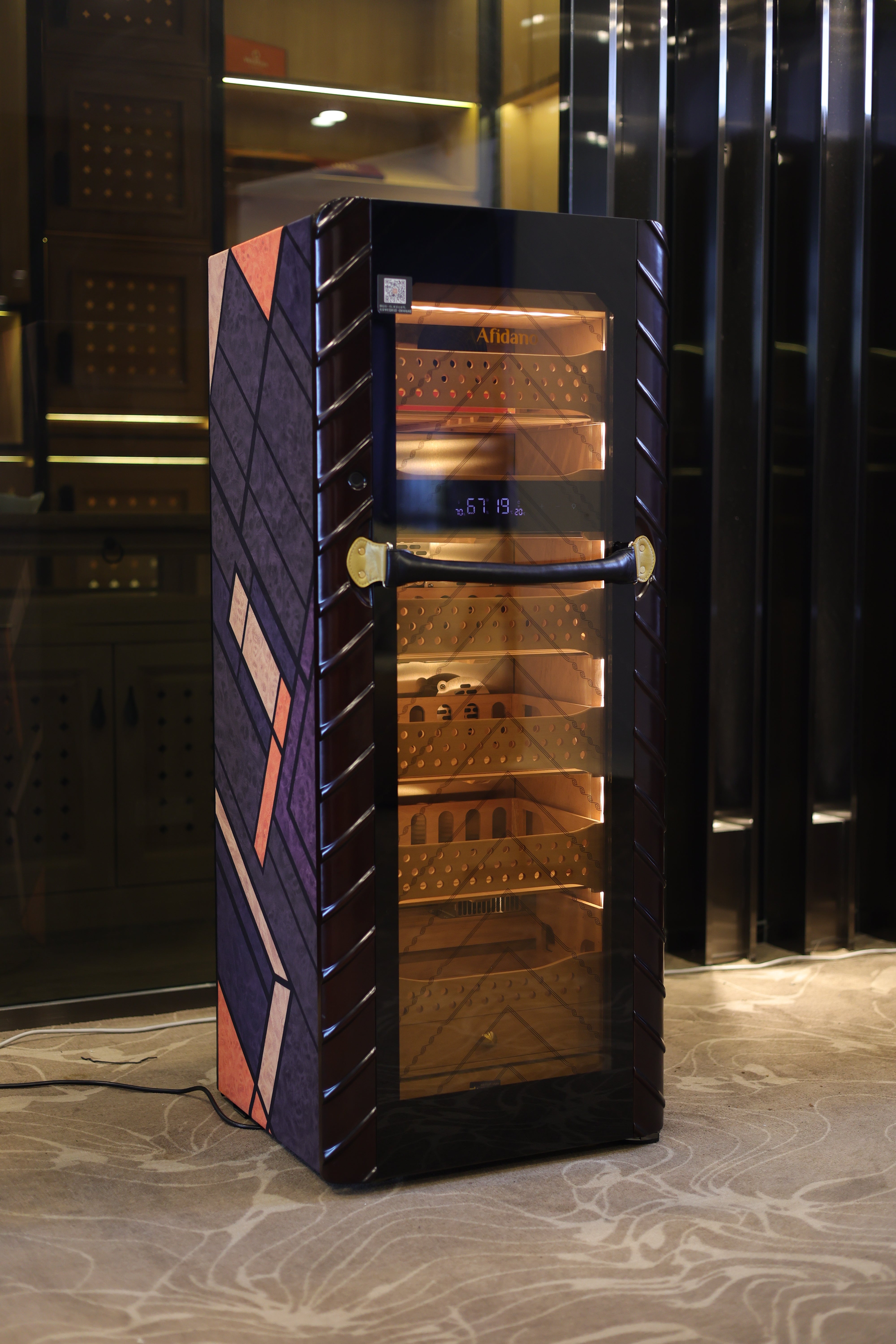 Afidano 1400 Ct Cigar Humidor Electric, Temperature and Humidity Control and Spanish Cedar Drawers