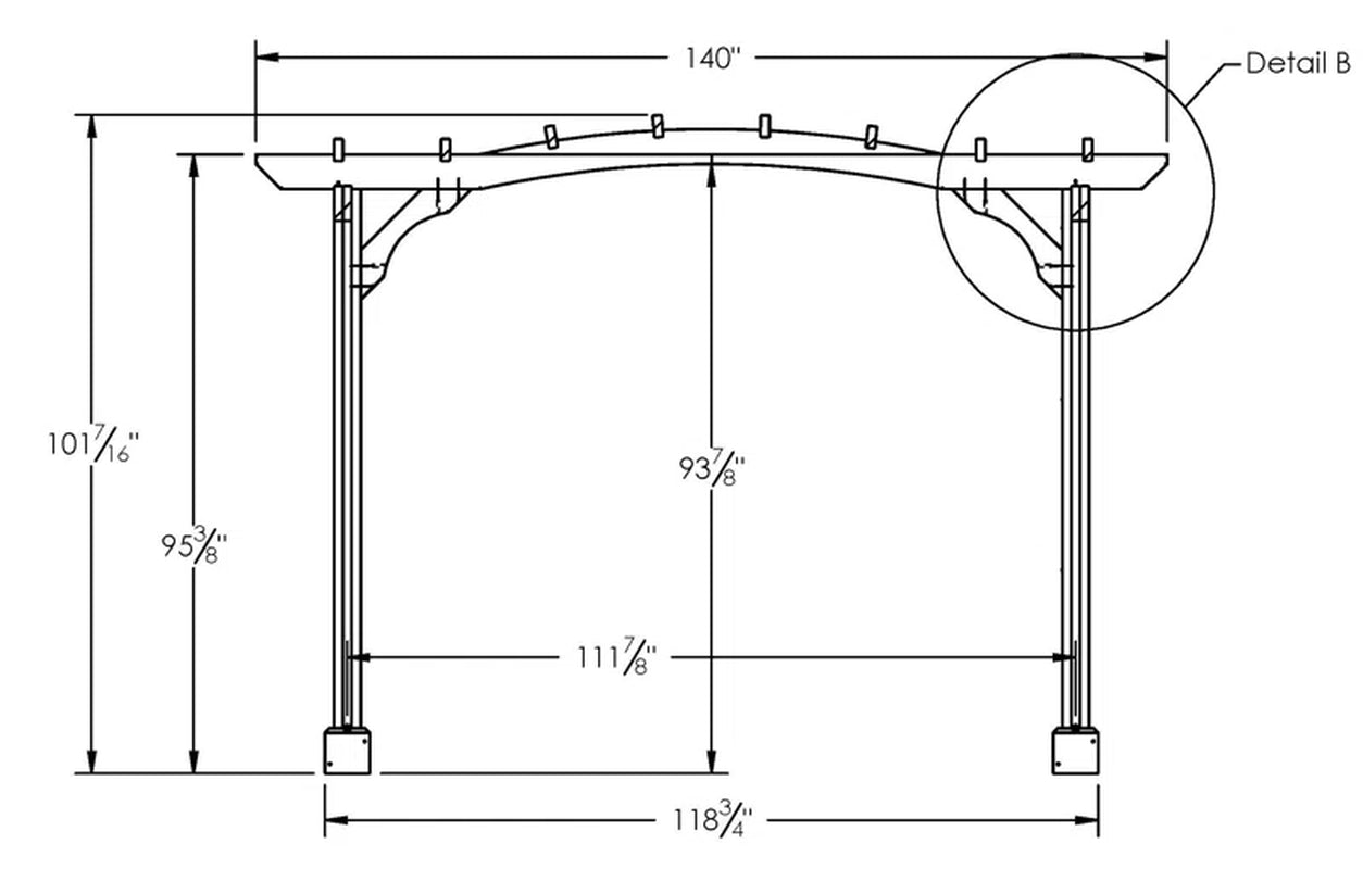 12 Ft. W X 10 Ft. D Solid Wood Pergola
