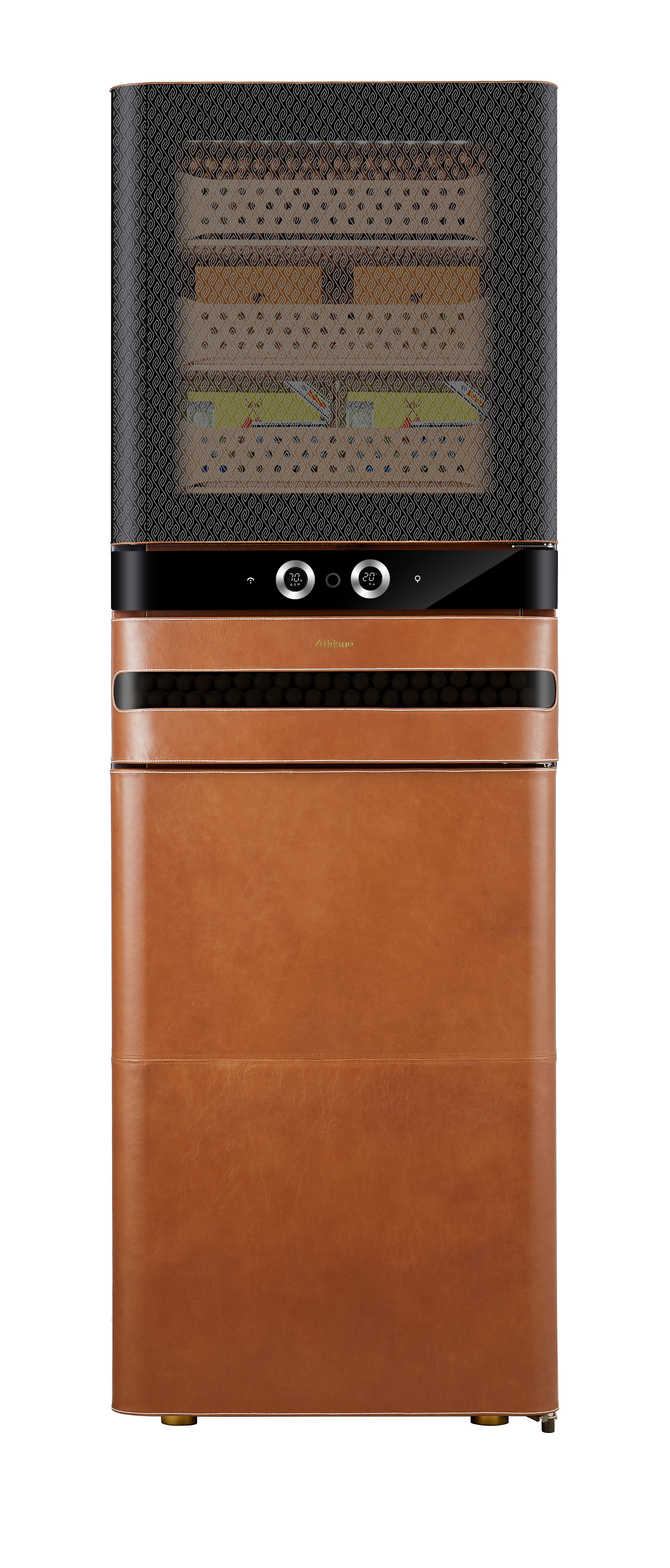 Afidano 2200 Ct Cigar Humidor, Temperature and Humidity Control with Classic Leather and Spanish Cedar Drawers