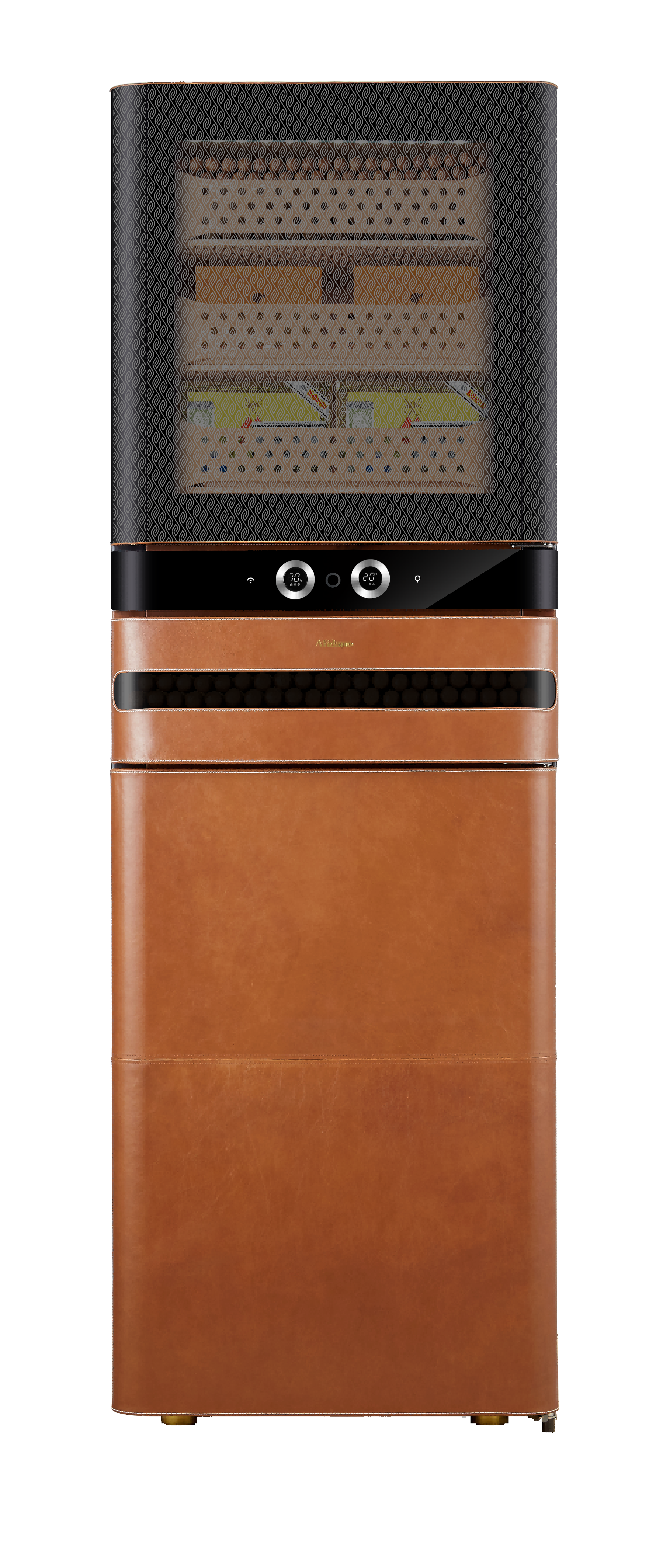Afidano 2200 Ct Cigar Humidor, Temperature and Humidity Control with Classic Leather and Spanish Cedar Drawers