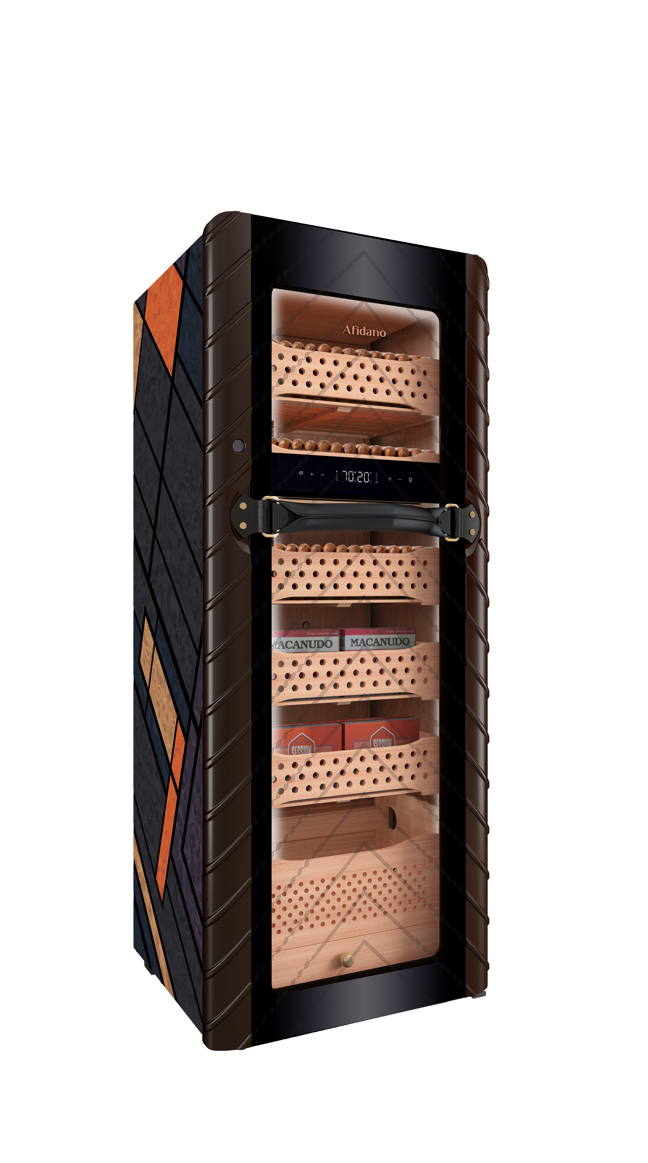 Afidano 1400 Ct Cigar Humidor Electric, Temperature and Humidity Control and Spanish Cedar Drawers