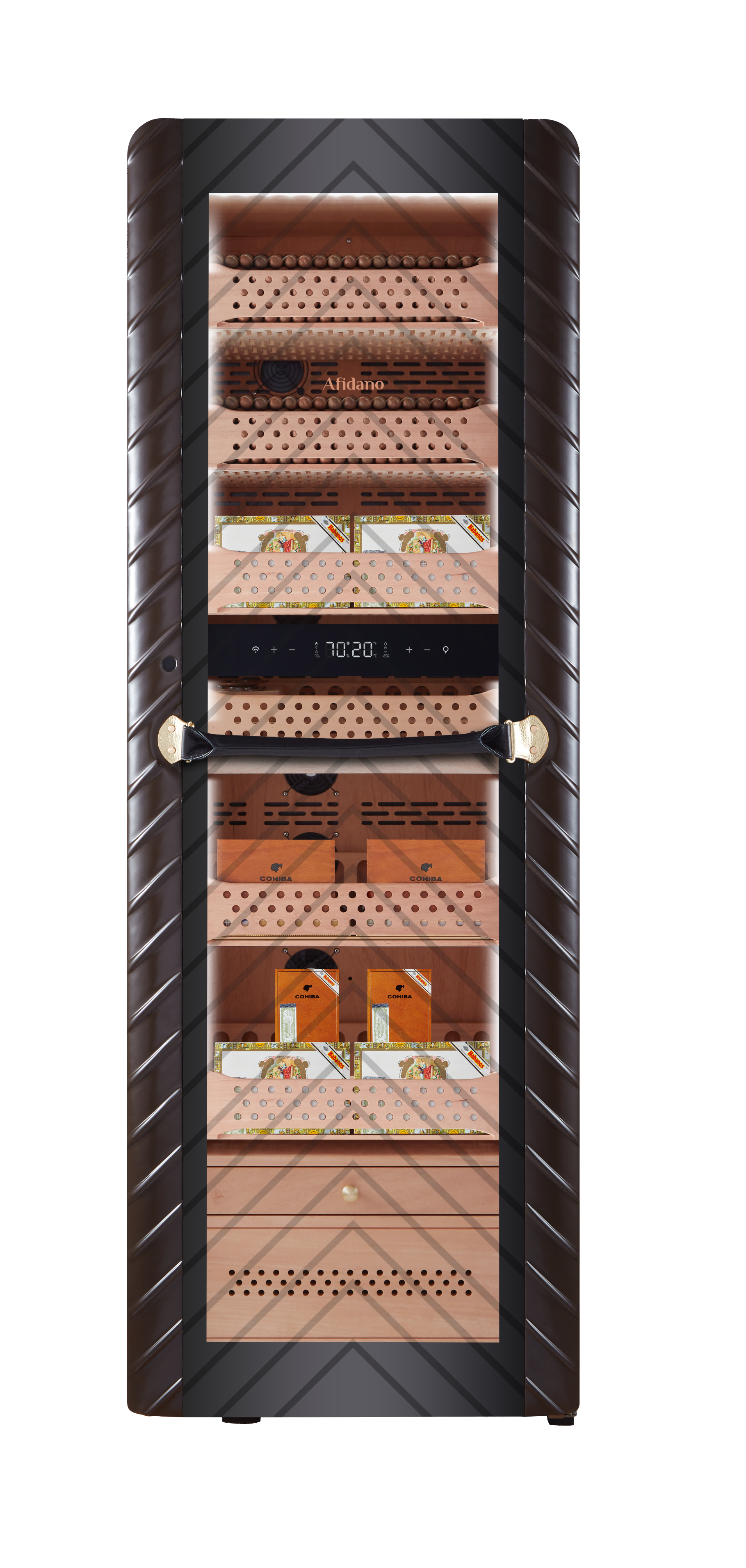 Afidano 2500 Ct Cigar Humidor Electric, Temperature and Humidity Control and Spanish Cedar Drawers