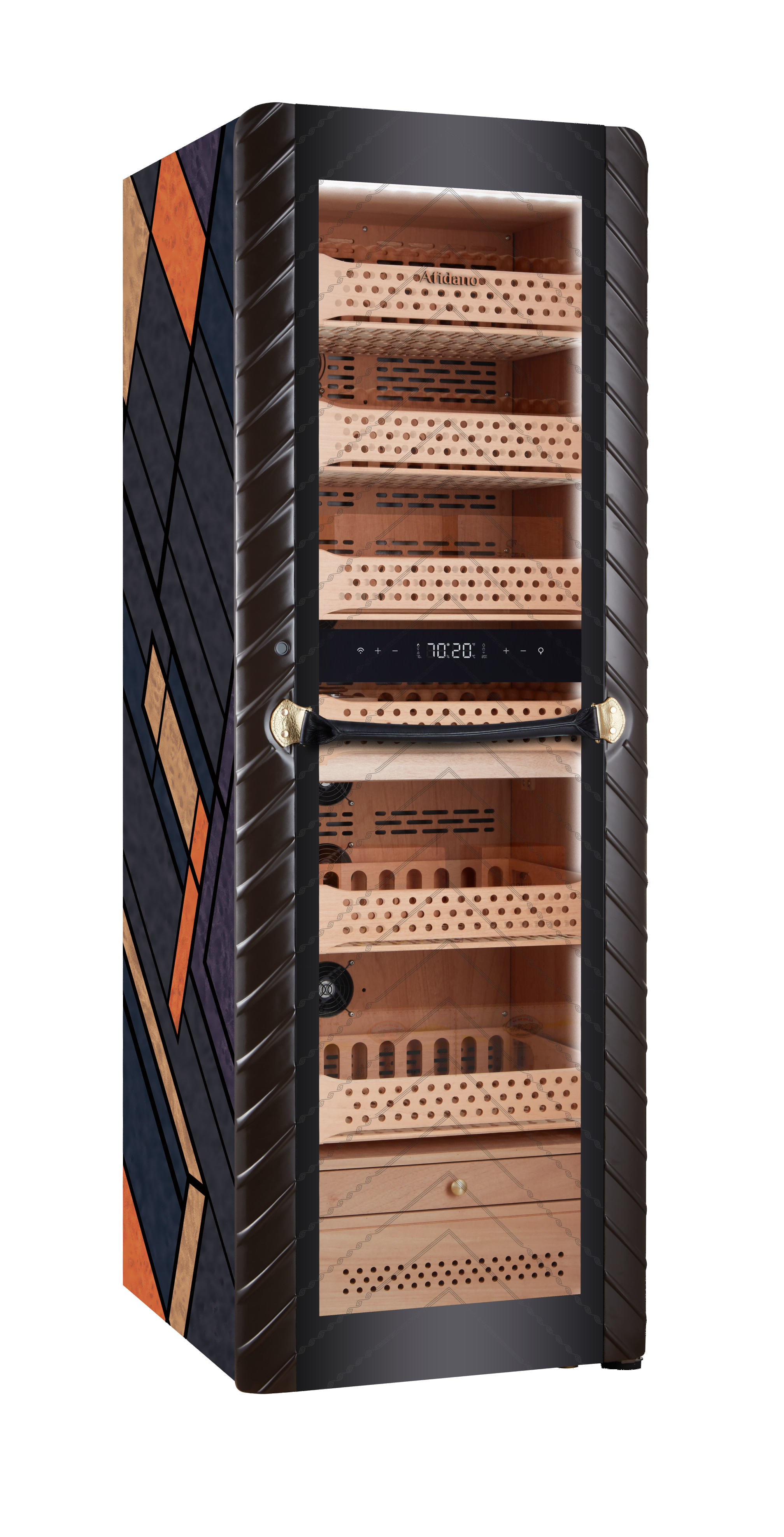 Afidano 2500 Ct Cigar Humidor Electric, Temperature and Humidity Control and Spanish Cedar Drawers