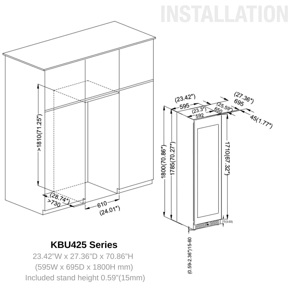 23.5-inch-wide Large Beverage Refrigerator with Low-E Glass Door