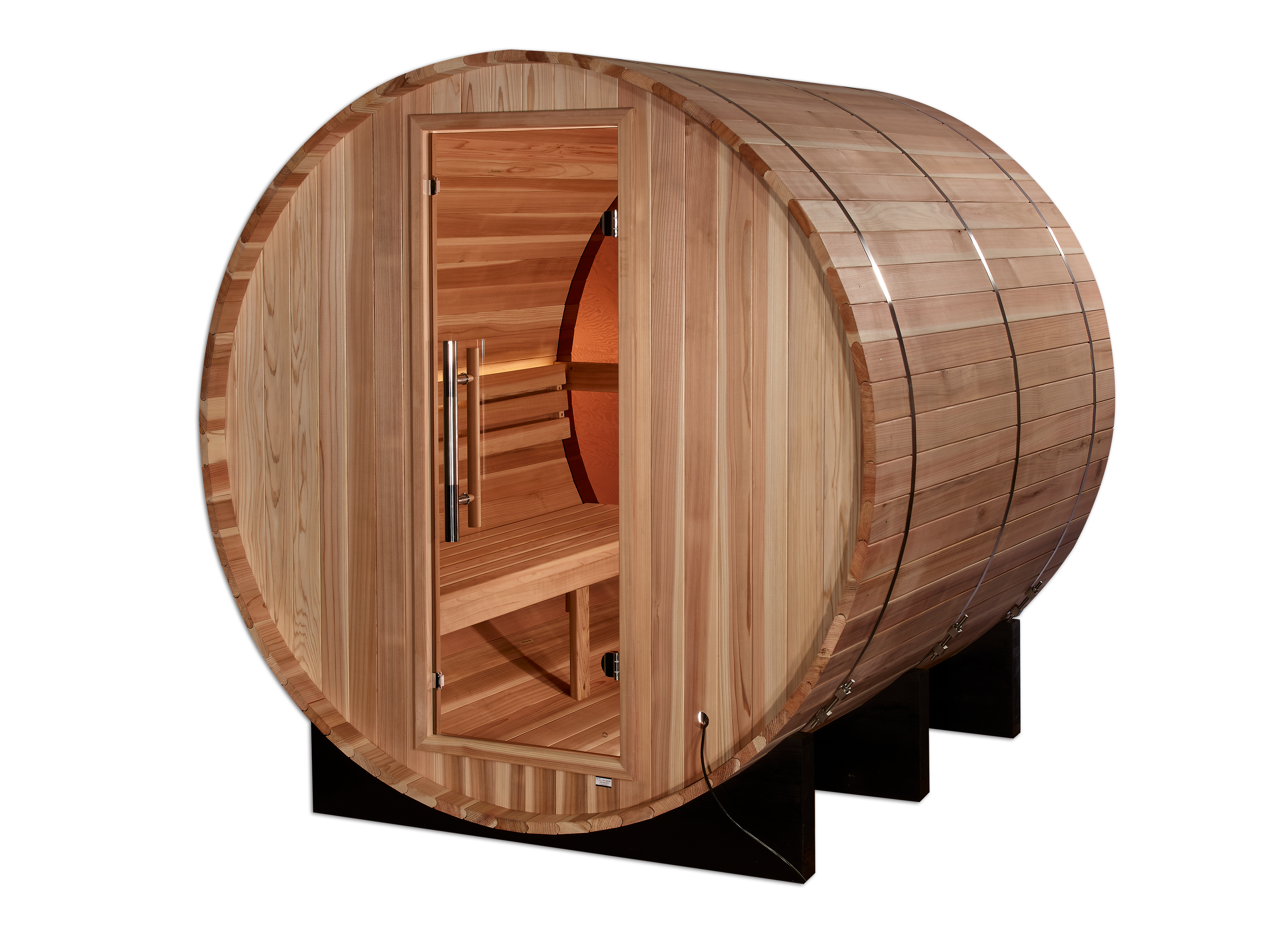 Golden Designs "Zurich" 4 Person Barrel with Bronze Privacy View - Traditional Sauna - Pacific Cedar