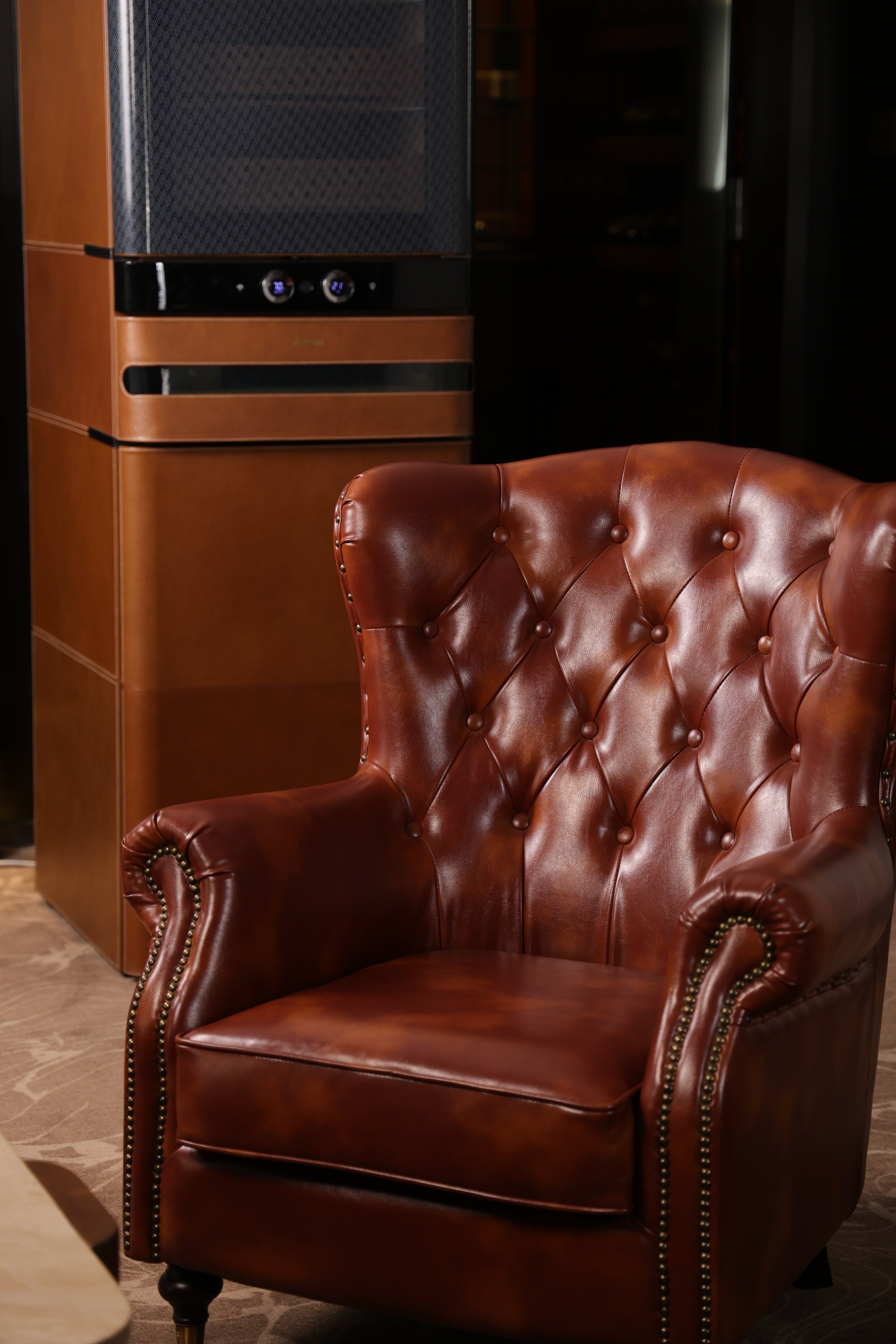 Afidano 2200 Ct Cigar Humidor, Temperature and Humidity Control with Classic Leather and Spanish Cedar Drawers
