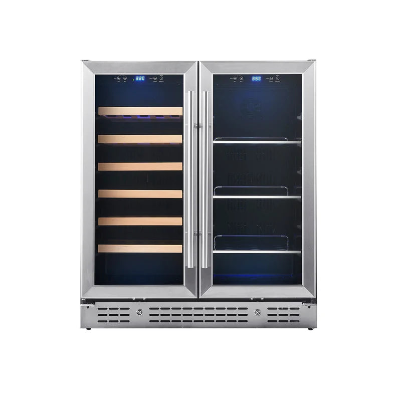 30-inch Combination Beer and Wine Cooler with Low-E Glass Door