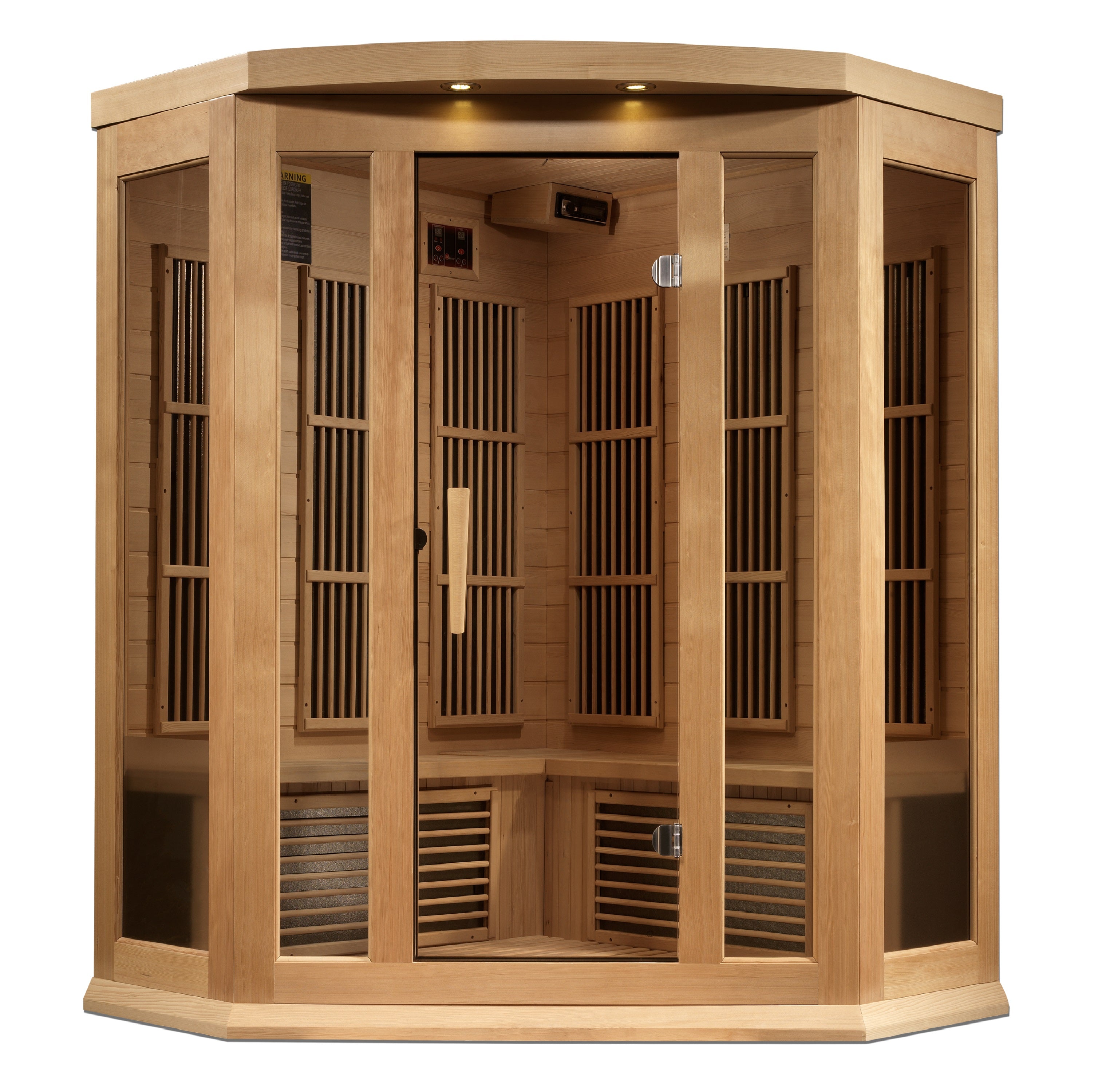 Maxxus 3-Person Corner Near Zero EMF FAR Infrared Sauna (Canadian Hemlock)