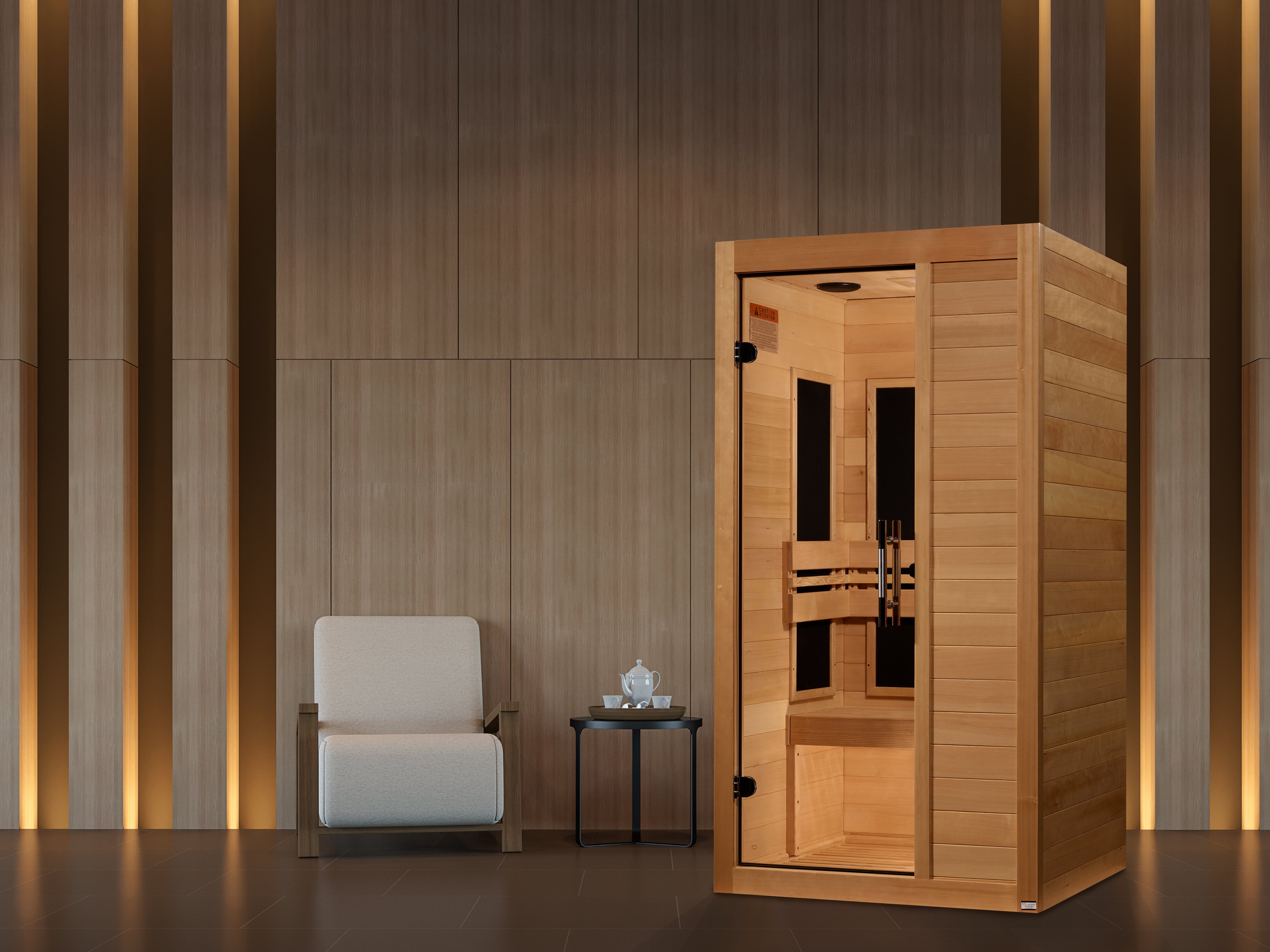 Maxxus S-Line Yoga 1-Person Ultra Low EMF (Between 5-10MG) FAR Infrared Sauna (Canadian Hemlock)
