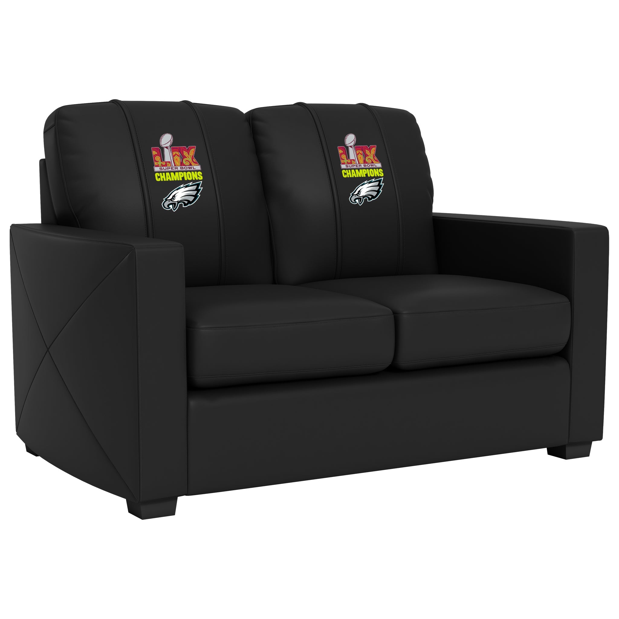 Silver Loveseat with Philadelphia Eagles Super Bowl LIX Champions Logo