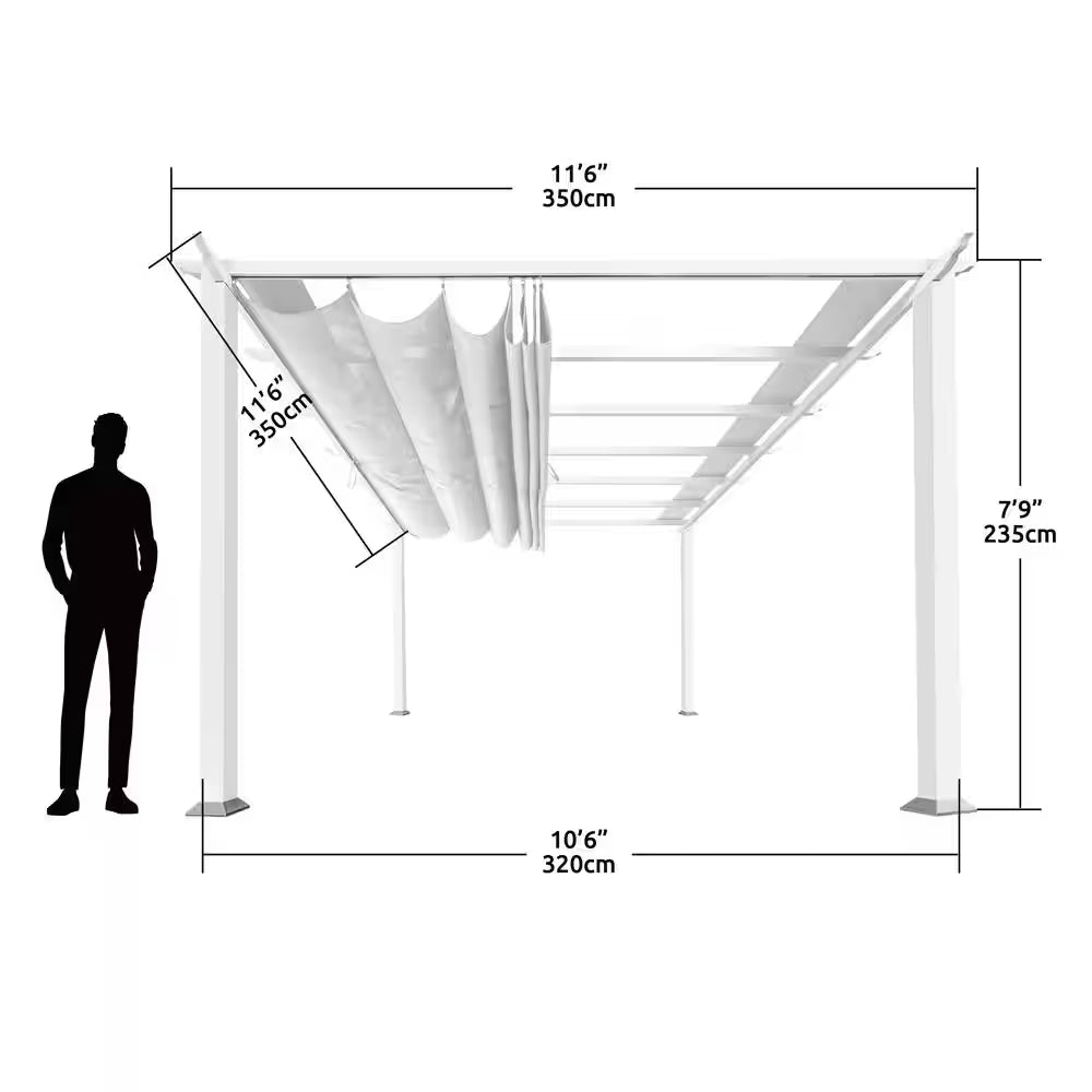 Florence 11 Ft. X 11 Ft. Aluminum Pergola in White Finish and White Canopy