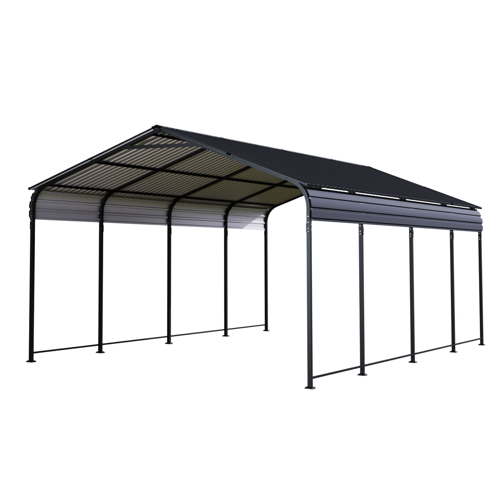 Heavy Duty Carport With Galvanized Roof And Enhanced Base - Anthracite