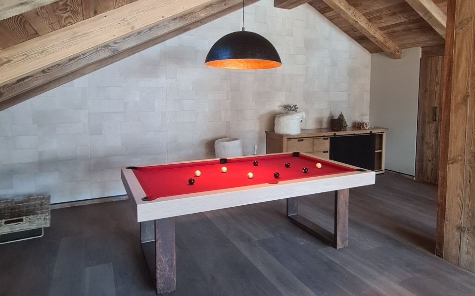 Iron industrial-style pool table