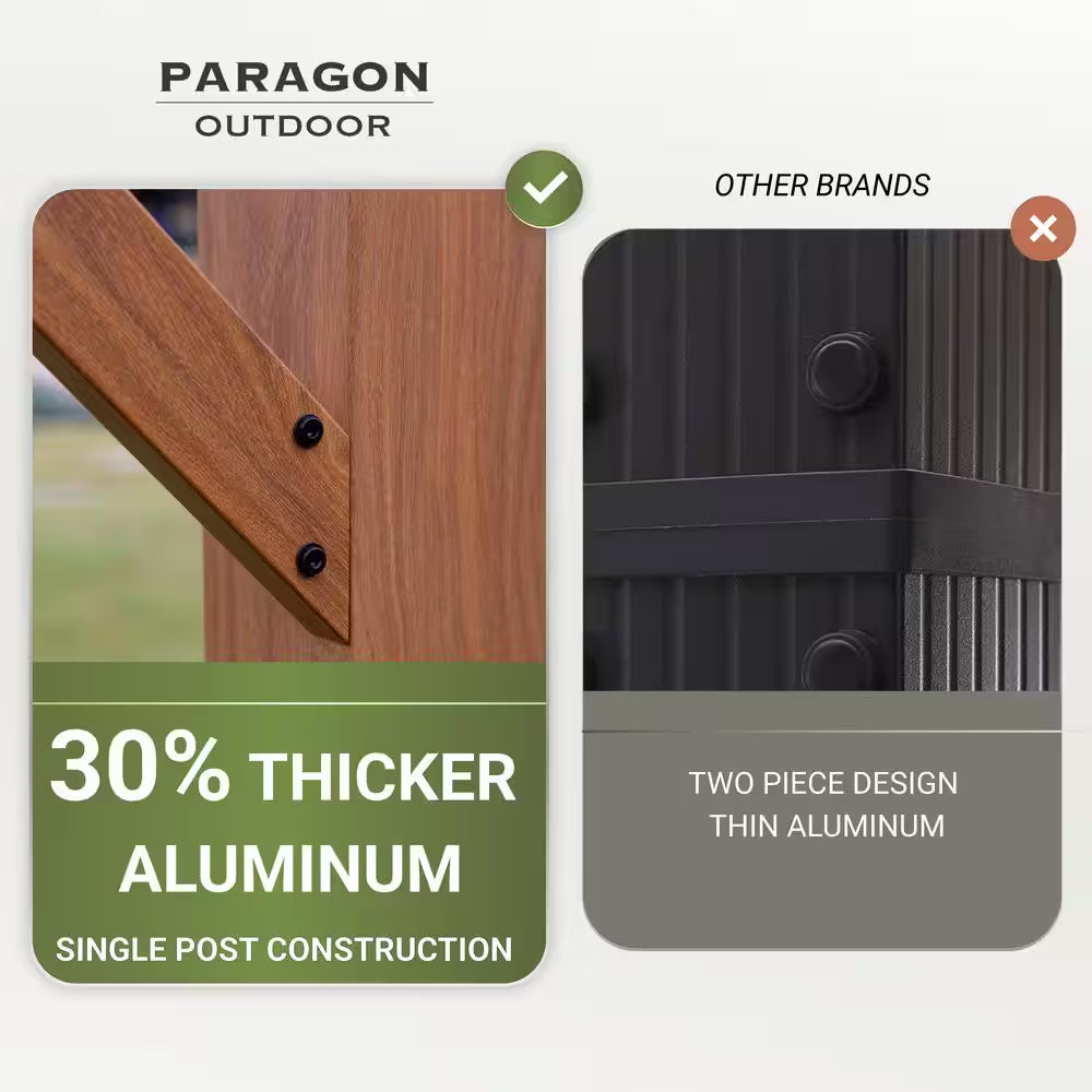 Florence 11 Ft. X 16 Ft. Wood Grain Aluminum Pergola in Canadian Cedar and Cocoa Convertible Canopy