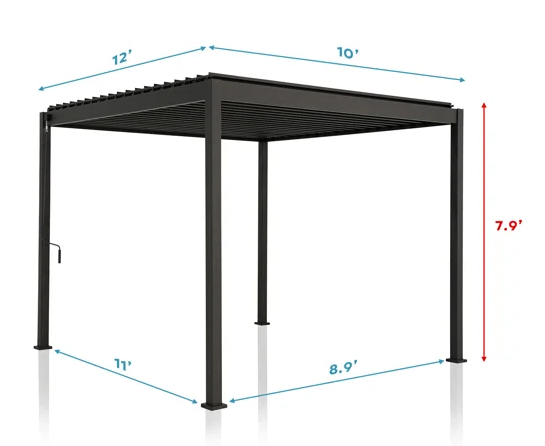 80/88S Steel Frame Pergola with Adjustable Louvered Roof