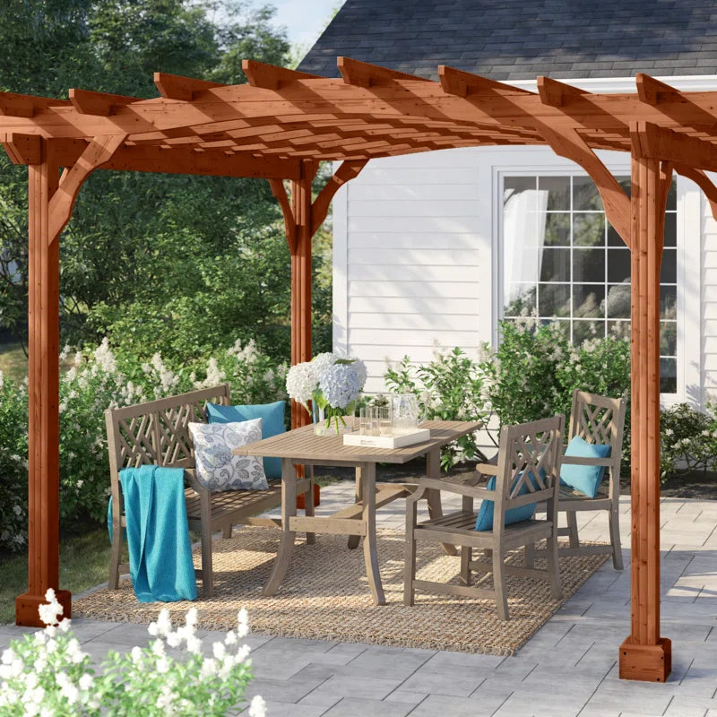 12 Ft. W X 10 Ft. D Solid Wood Pergola