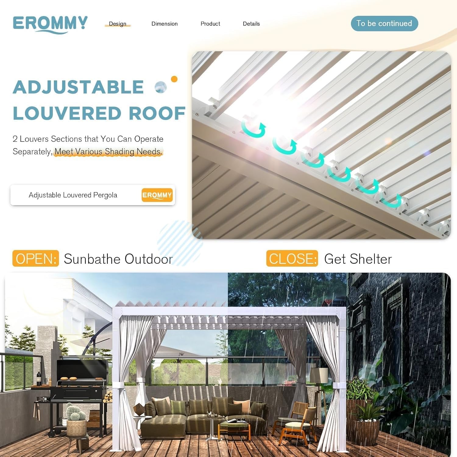 Louvered Pergola 10' X 10' Outdoor Hard Top Pergola with Aluminum Frame and Adjustable Metal Rainproof Roof for Garden & Patio, Curtains and Netting Included, White