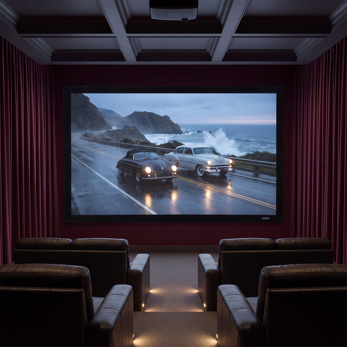 QualGear 135-In 16:9 Fixed Frame Projector Screen, 3D High Reflective Silver, 2.5 Gain, QG-PS-FF6-169-135-S