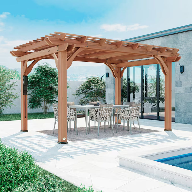 Beaumont 12-Ft W X 20-Ft L X 7-Ft 8-In H Brown Wood Freestanding Pergola