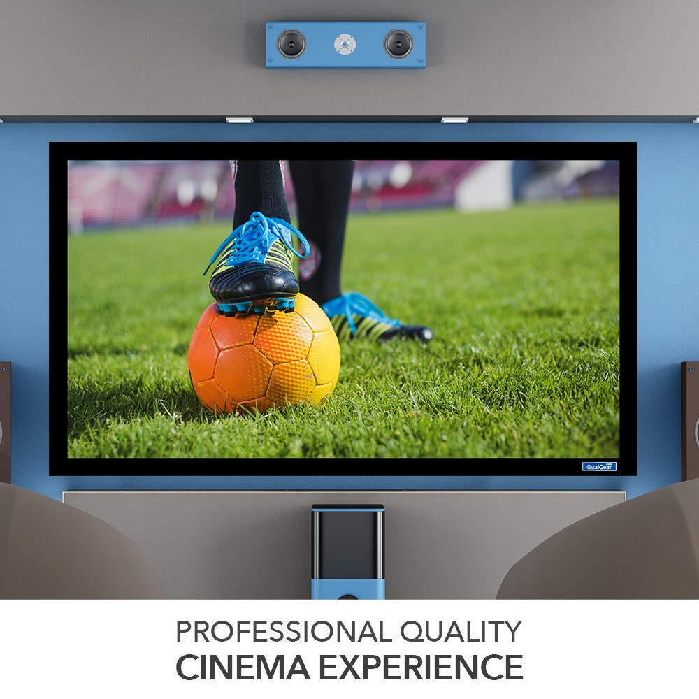 QualGear 120-In 16:9 Fixed Frame Projector Screen, Acoustic White, 1.0 Gain, QG-PS-FF6-169-120-A