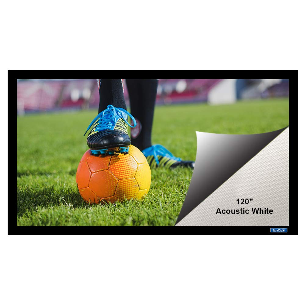 QualGear 120-In 16:9 Fixed Frame Projector Screen, Acoustic White, 1.0 Gain, QG-PS-FF6-169-120-A