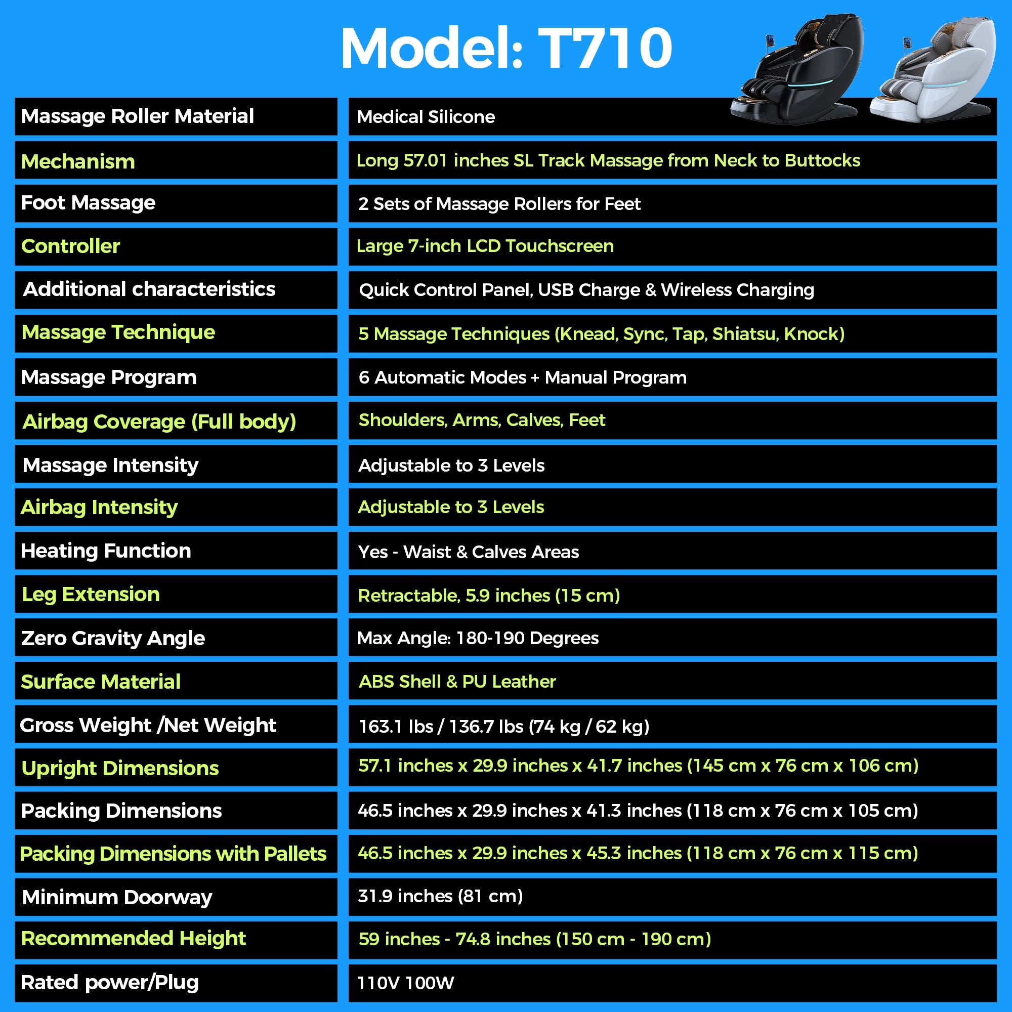 WANKO Harmony SL-Track Zero Gravity Full Body Recliner Massage