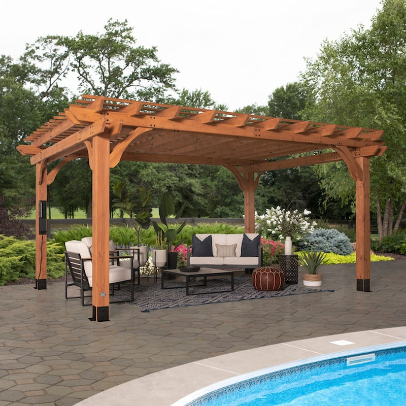 Beaumont 12-Ft W X 20-Ft L X 7-Ft 8-In H Brown Wood Freestanding Pergola