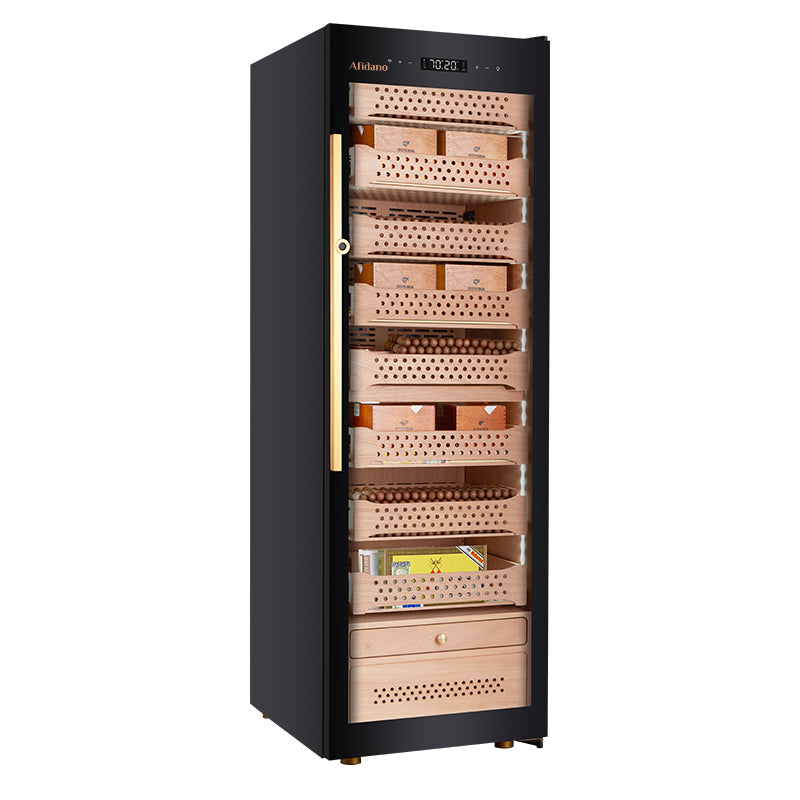 Afidano 2500 Count Cigar Humidor Electric, Temperature and Humidity Control and Spanish Cedar Drawers