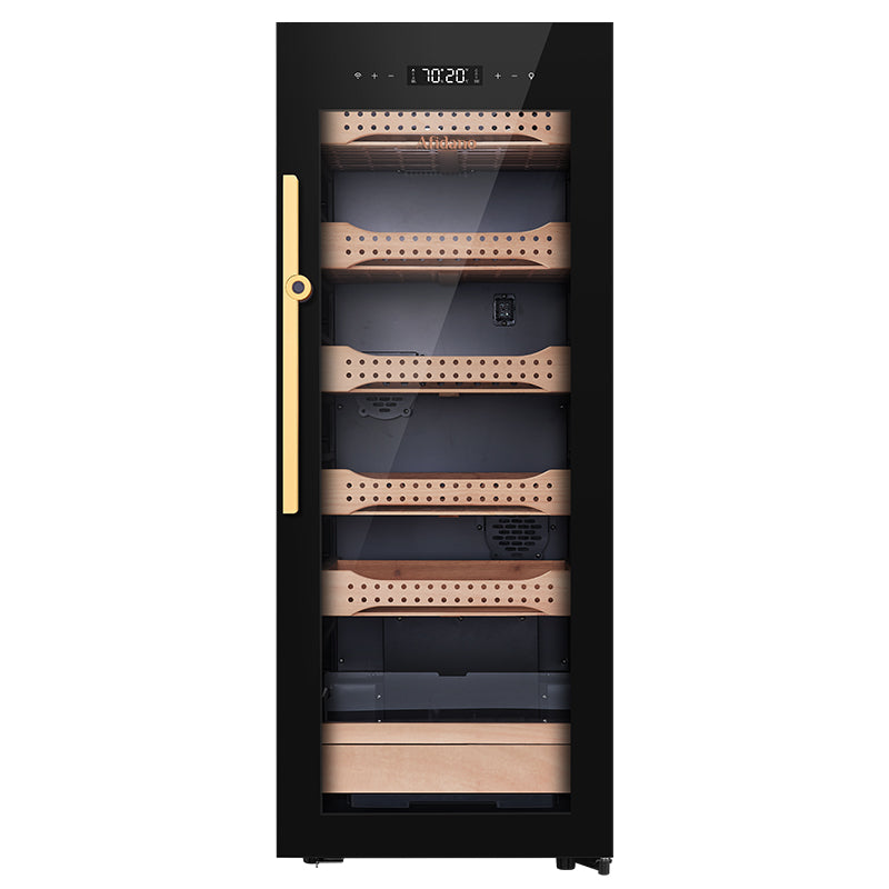 Afidano 1200 Count Cigar Humidor Cabinet Exterior in Steel, Temperature and Humidity Control with Touch Panel