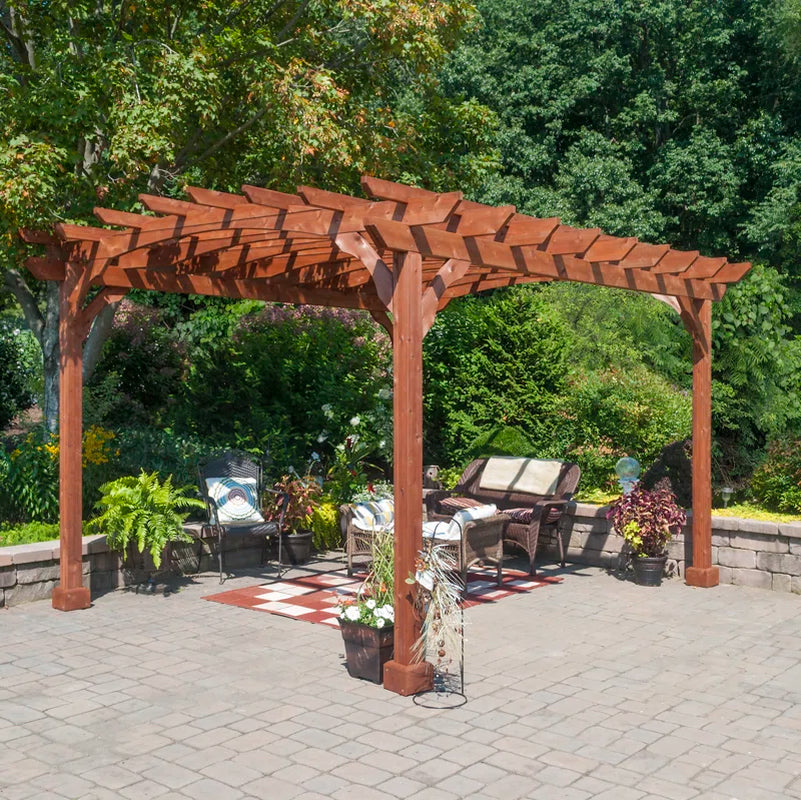 12 Ft. W X 10 Ft. D Solid Wood Pergola