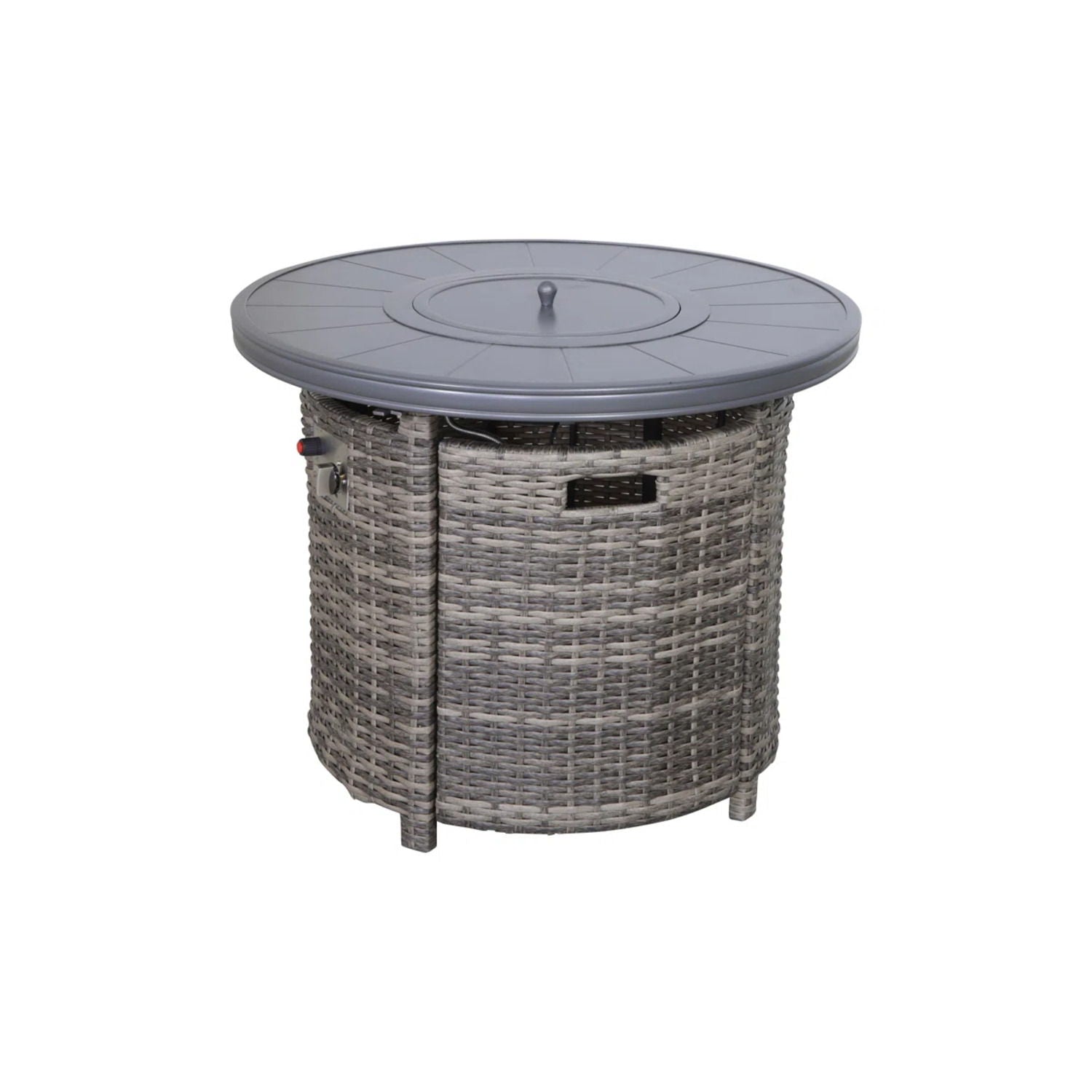 Wicker Outdoor Lounge Set With Cushions And Fire Pit