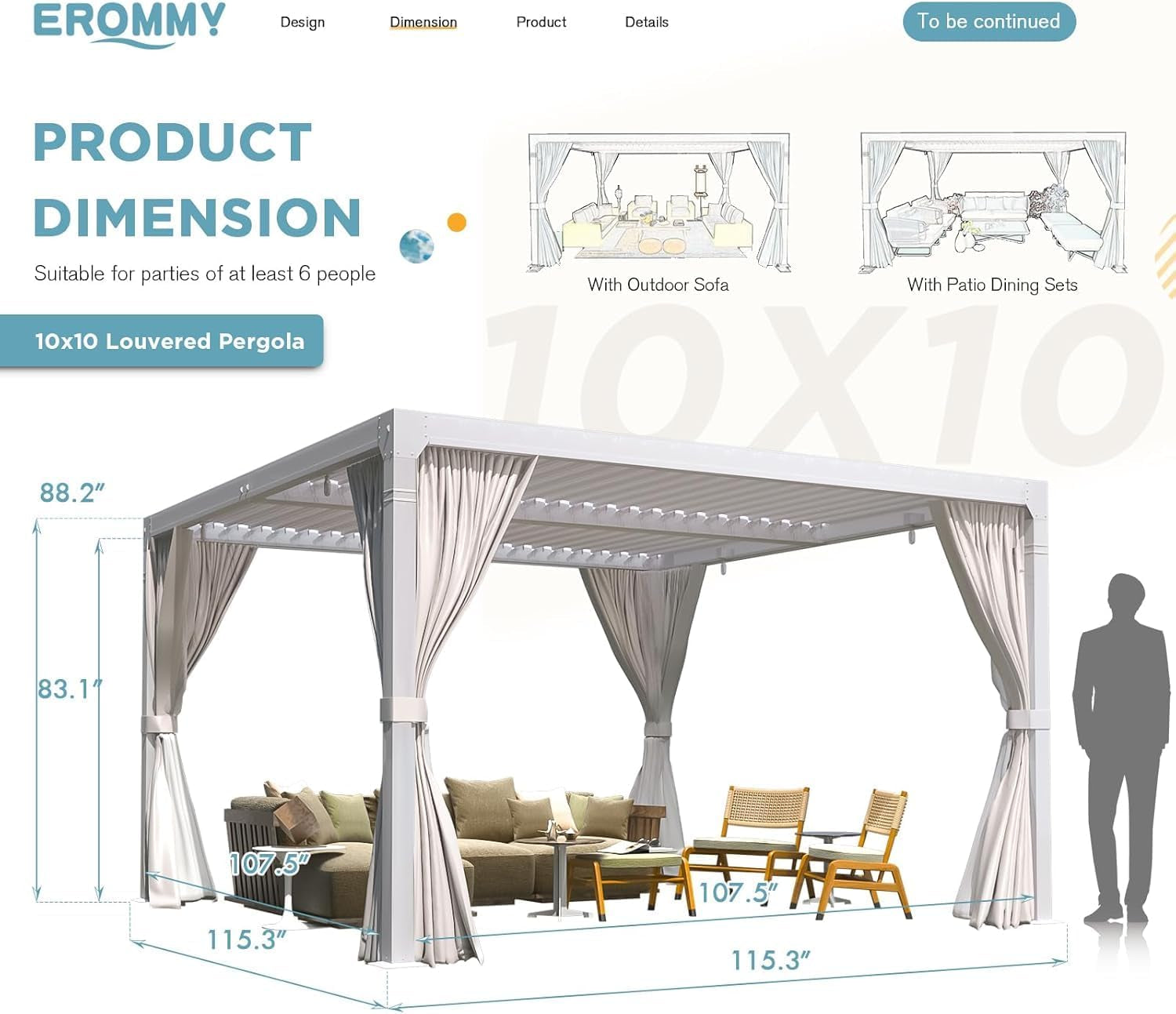 Louvered Pergola 10' X 10' Outdoor Hard Top Pergola with Aluminum Frame and Adjustable Metal Rainproof Roof for Garden & Patio, Curtains and Netting Included, White