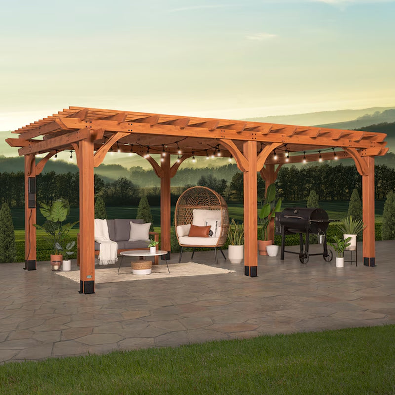 Beaumont 12-Ft W X 20-Ft L X 7-Ft 8-In H Brown Wood Freestanding Pergola