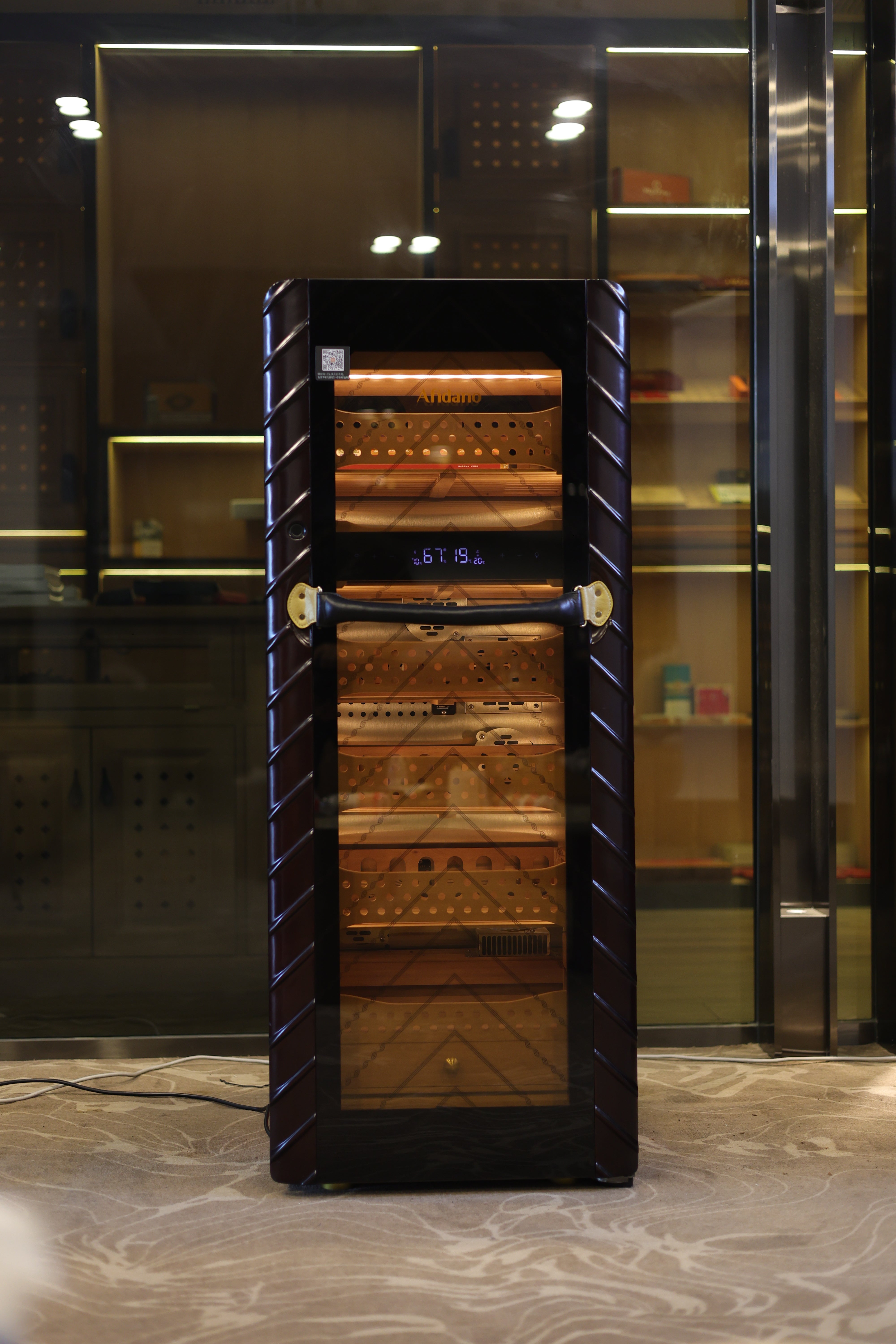 Afidano 1400 Ct Cigar Humidor Electric, Temperature and Humidity Control and Spanish Cedar Drawers