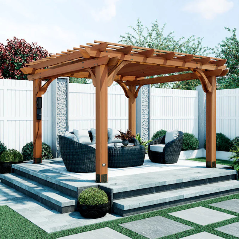 Beaumont 12-Ft W X 20-Ft L X 7-Ft 8-In H Brown Wood Freestanding Pergola