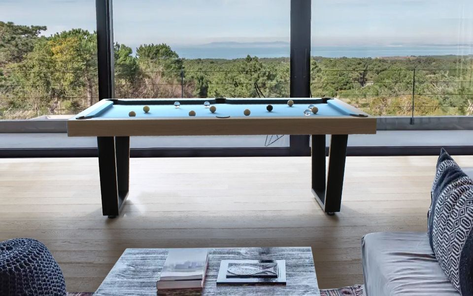 Iron industrial-style pool table