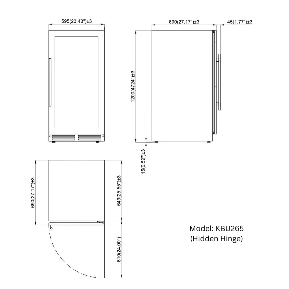 47-Inch Height Single Zone Wine Cooler with Low-E Glass Door