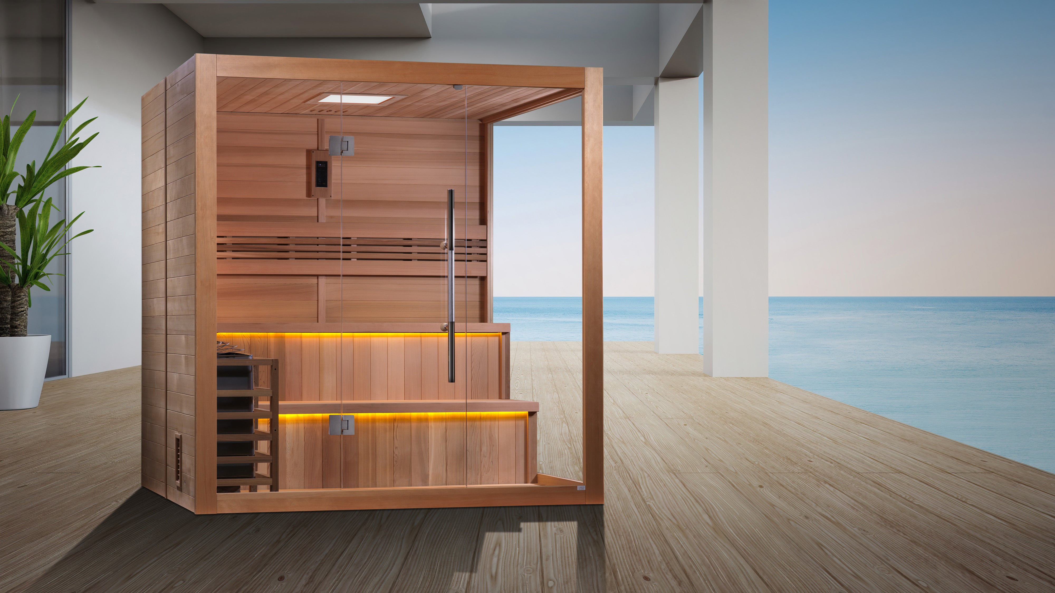 Golden Designs "Kuusamo Edition" 6 Person Indoor Traditional Sauna (GDI-7206-01) - Canadian Red Cedar Interior