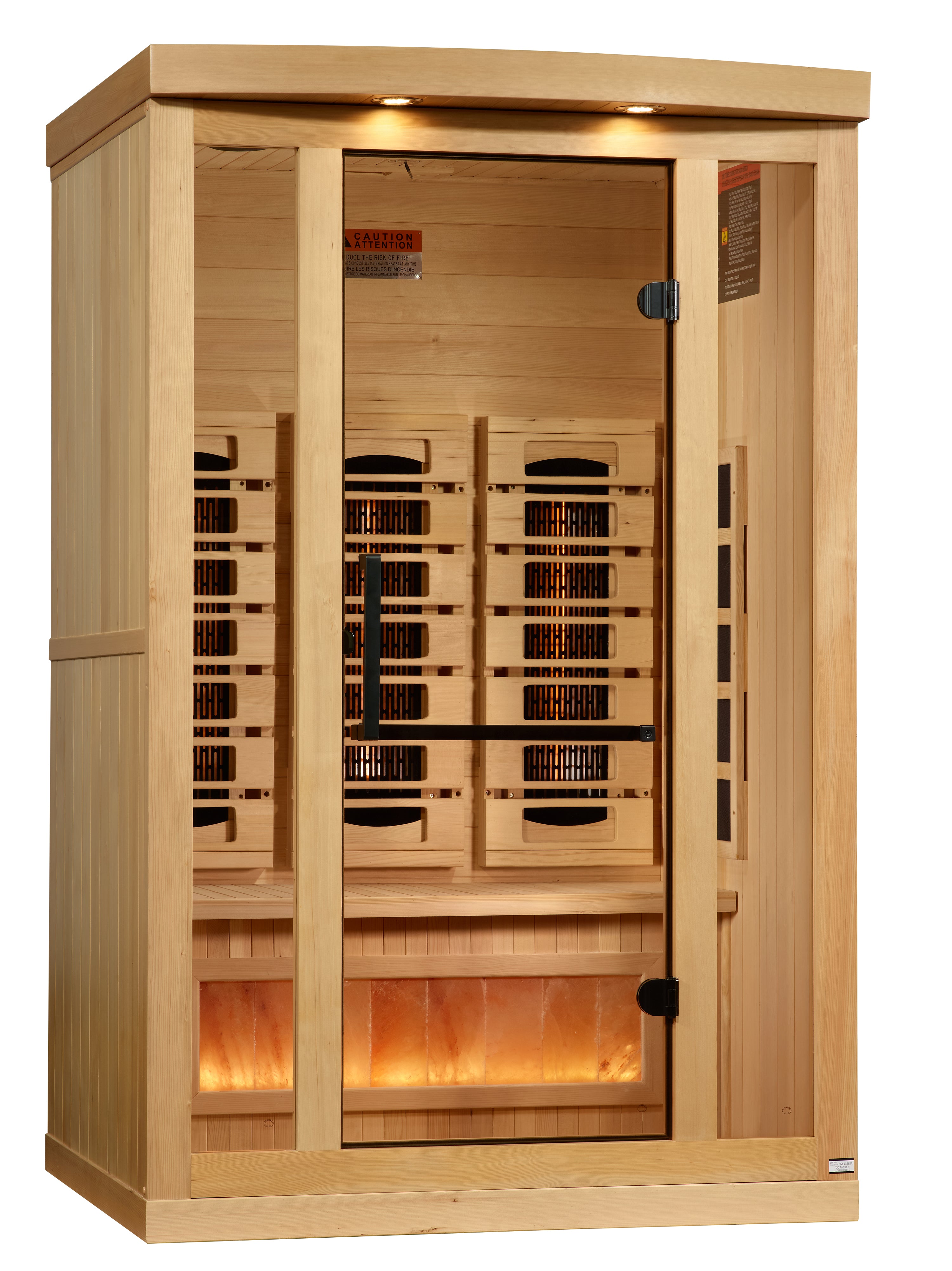 Golden Designs 2-Person Full Spectrum PureTech™ Near Zero EMF FAR Infrared Sauna with Himalayan Salt Bar