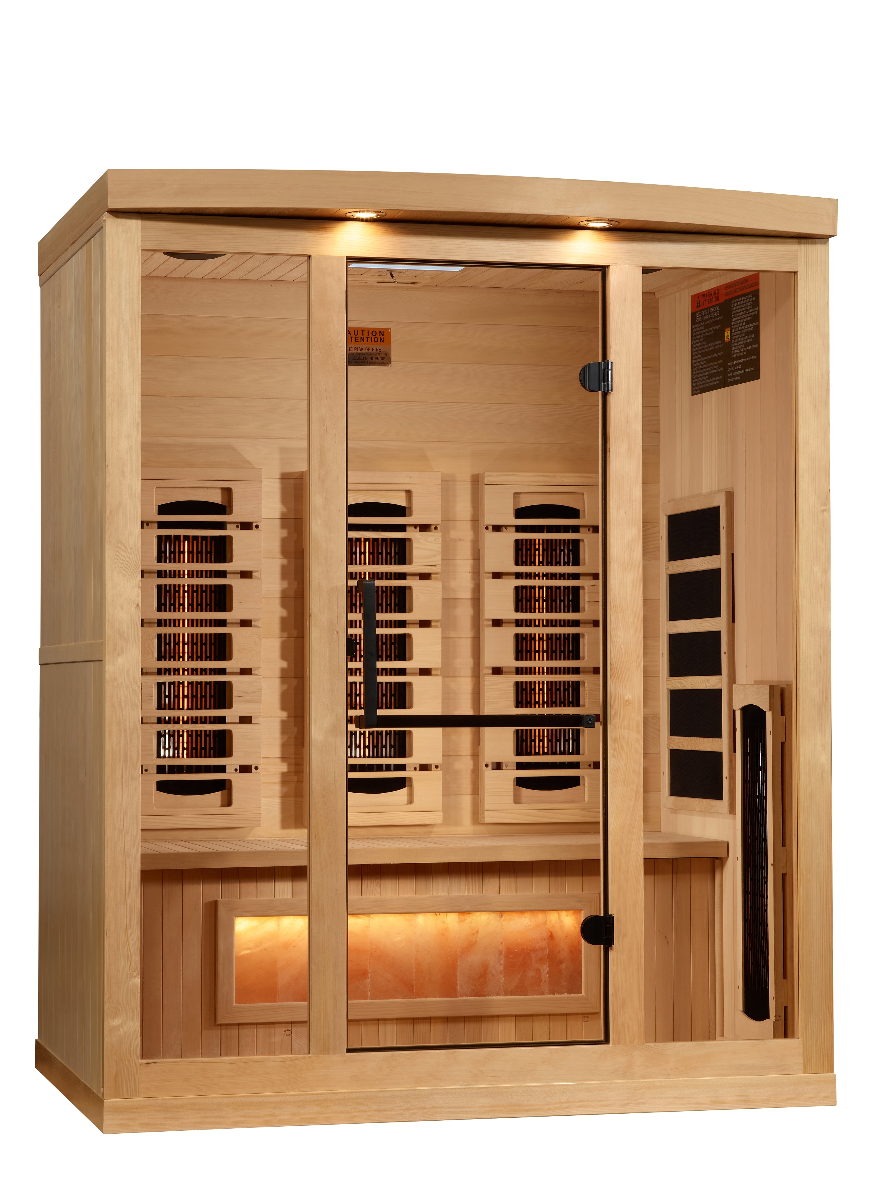 Golden Designs 3-Person Full Spectrum PureTech™ Near Zero EMF FAR Infrared Sauna with Himalayan Salt Bar