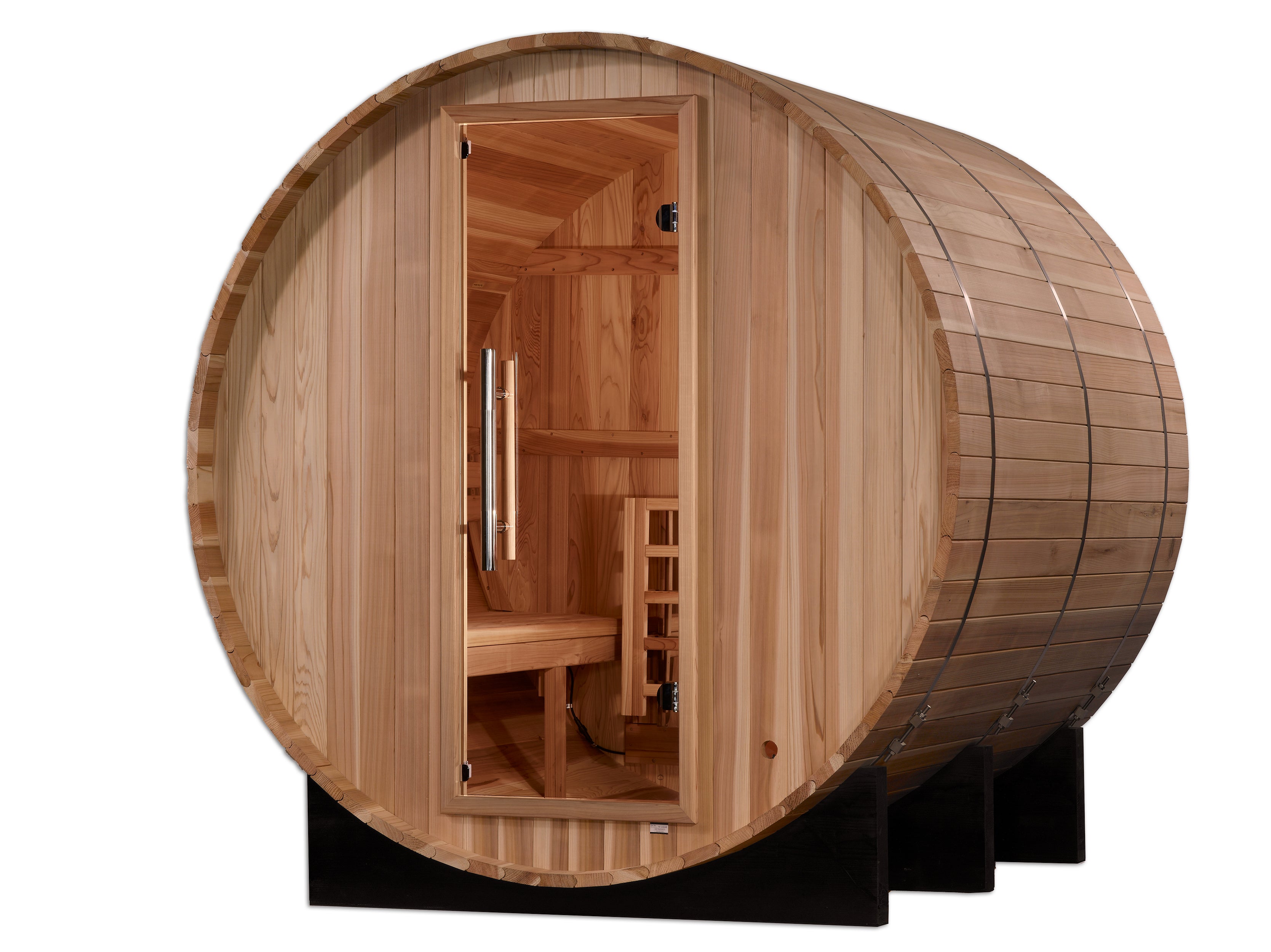 Golden Designs "Arosa" 4 Person Barrel Traditional Sauna -  Pacific Cedar