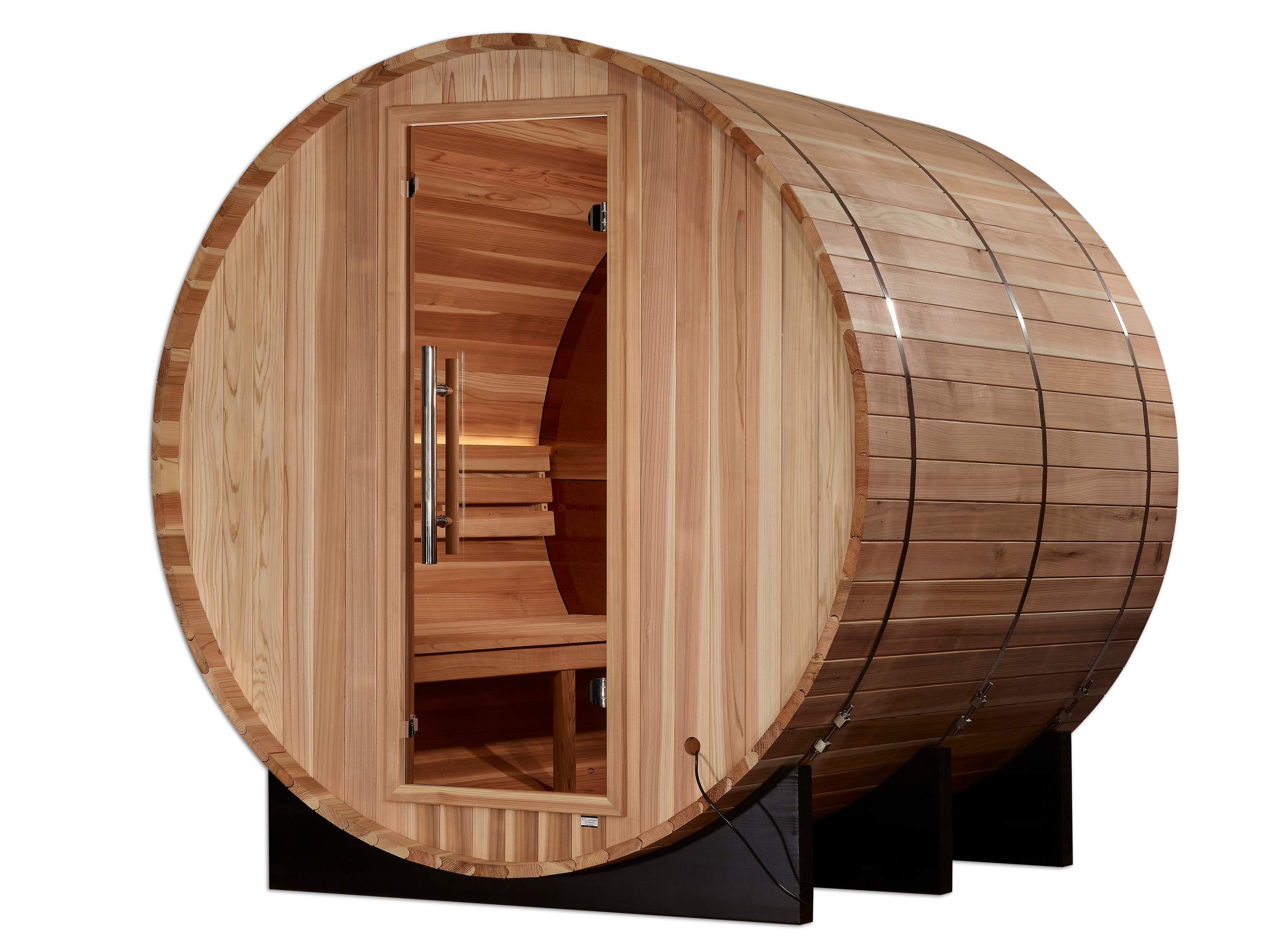 Golden Designs "Zurich" 4 Person Barrel with Bronze Privacy View - Traditional Sauna -  Pacific Cedar
